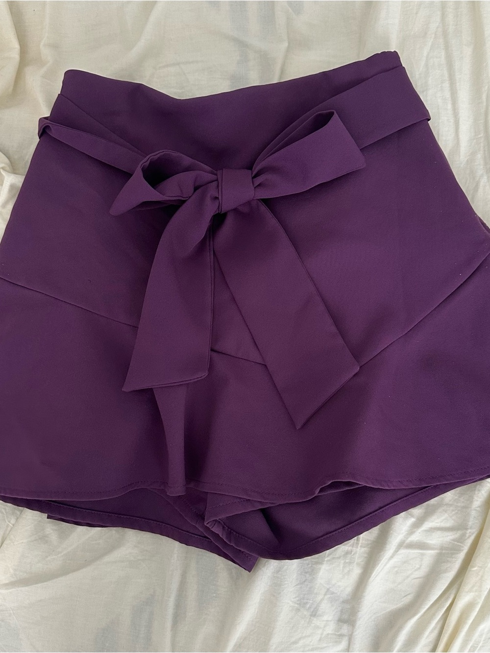 Zara High-Waist Purple Tie-Front Women’s Skirt with Built in Shorts
